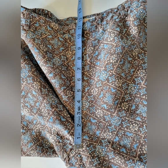 Talbots Woman Tailored Fit Silk Linen Blend Printed Pants Plus Size 14W Brown - Picture 13 of 14